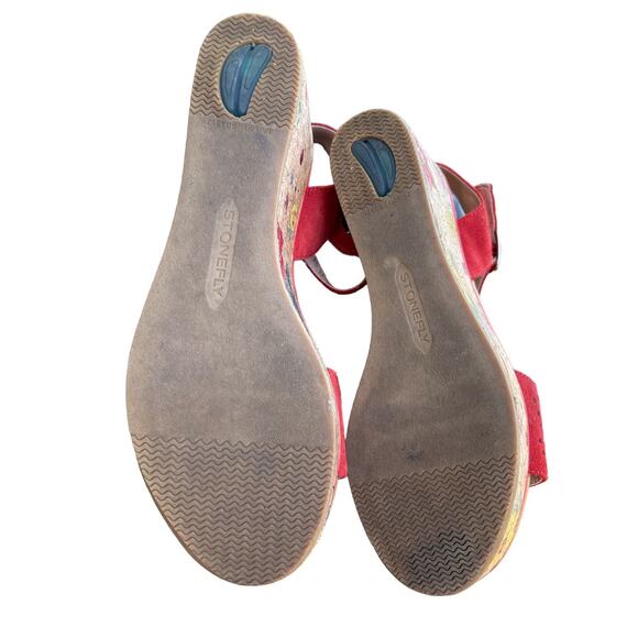 Stonefly Diva Platform Wedge Suede Sandals Size 37 Aurora Red - Picture 4 of 16